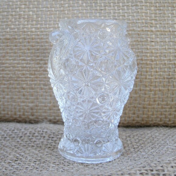 Vintage LE Smith Glass Button & Daisy Toothpick Holder - Picture 2 of 15